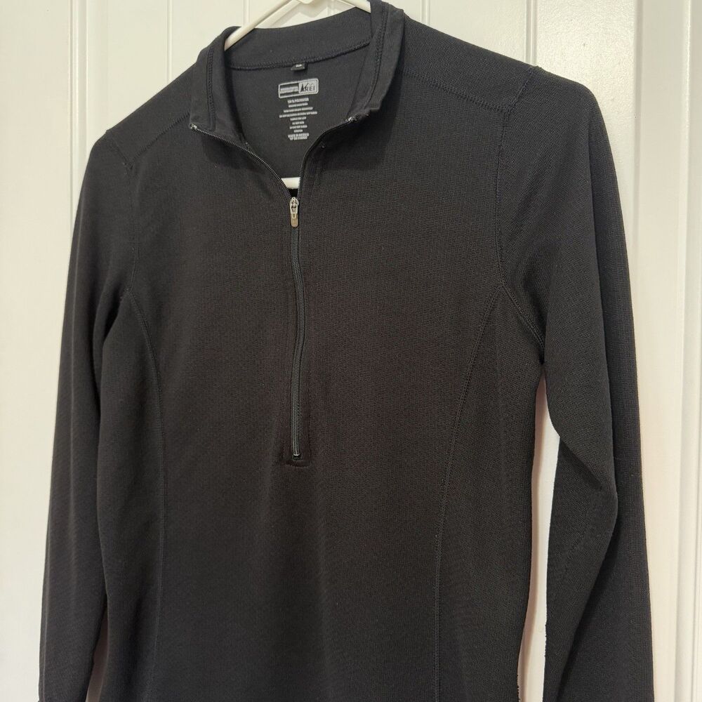 REI 1/2 Zip Long Sleeve Textured Pullover Base Layer Women’s Medium Black